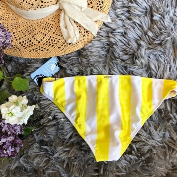 🆕 WILDFOX SWIM YELLOW STRIPED BIKINI BOTTOMS NWT - Picture 5 of 7